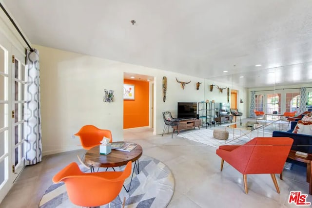 living room with french doors