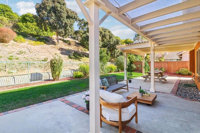 view of patio / terrace featuring an outdoor hangout area