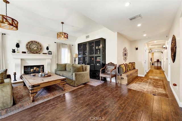 living room with wood-type flooring