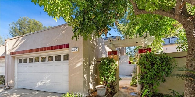 exterior space featuring a garage