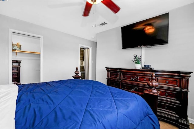 bedroom with a closet and ceiling fan