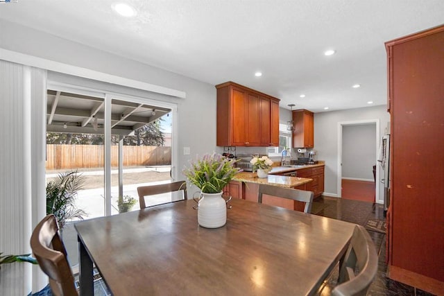 dining area featuring sink