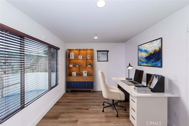 home office featuring wood-type flooring