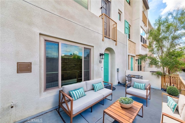 view of patio featuring an outdoor living space