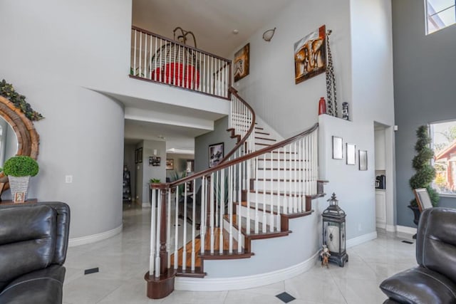 stairs with a high ceiling