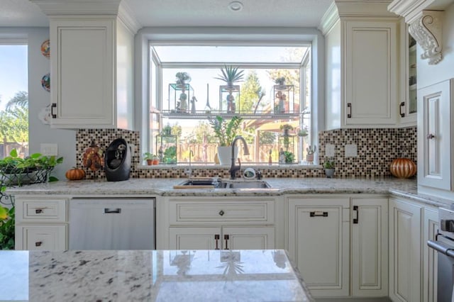 kitchen featuring dishwasher, sink, a wealth of natural light, and backsplash