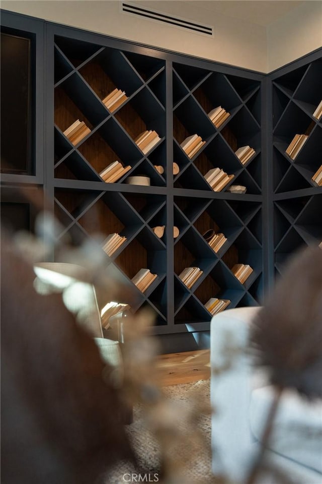 wine room featuring wood-type flooring