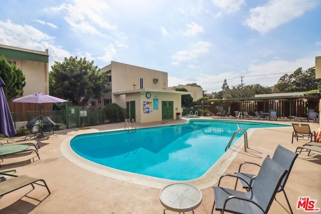 view of pool featuring a patio