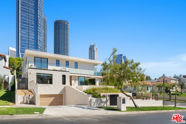 contemporary home with a garage