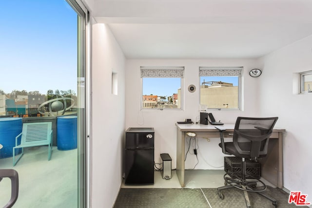 home office featuring concrete floors