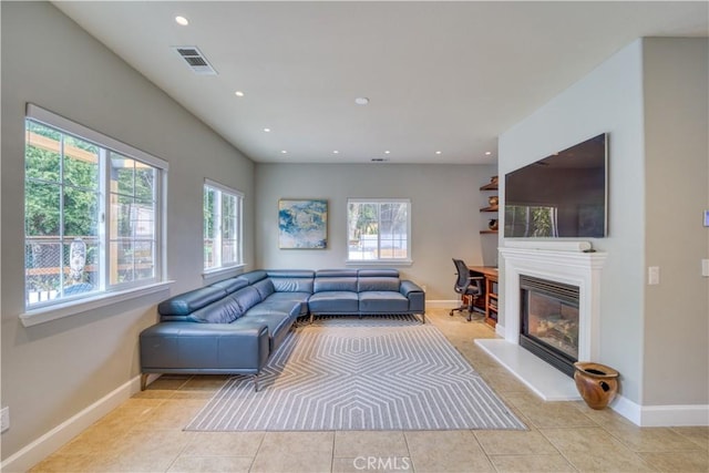 view of tiled living room