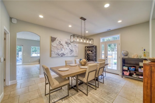 view of tiled dining space