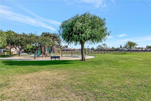 view of yard with a playground