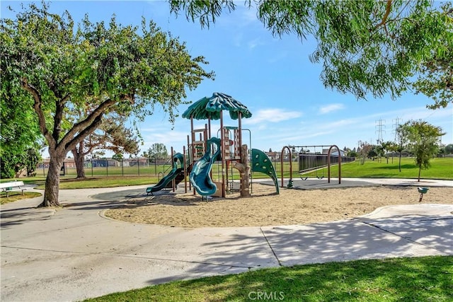 view of play area featuring a yard