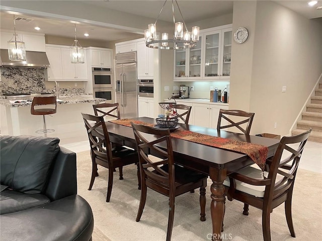 view of carpeted dining room