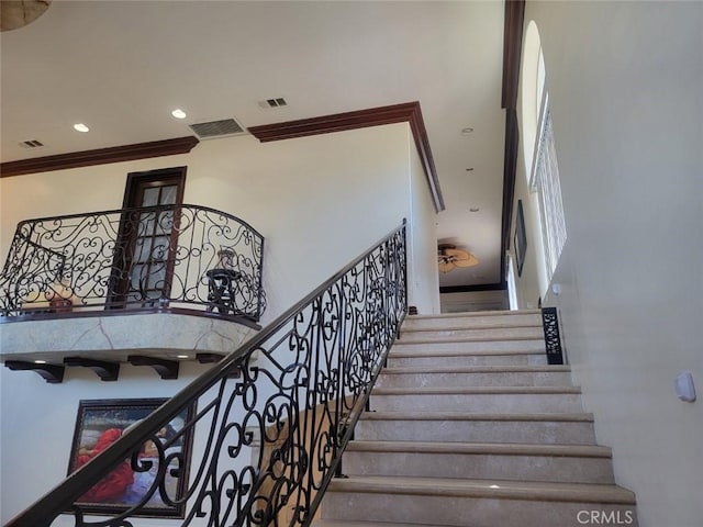 stairway with ornamental molding