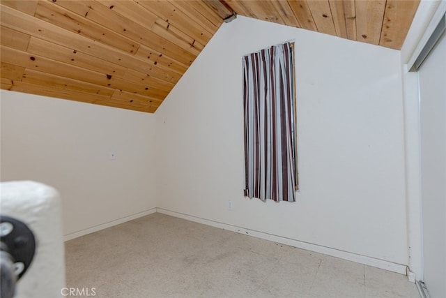 bonus room with wood ceiling and lofted ceiling