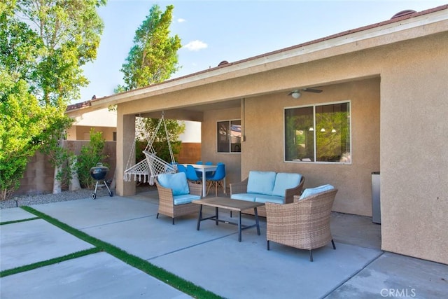 view of patio featuring outdoor lounge area and grilling area