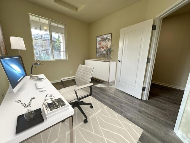 office featuring dark wood-type flooring