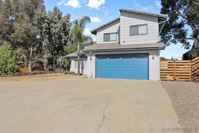 front facade with a garage