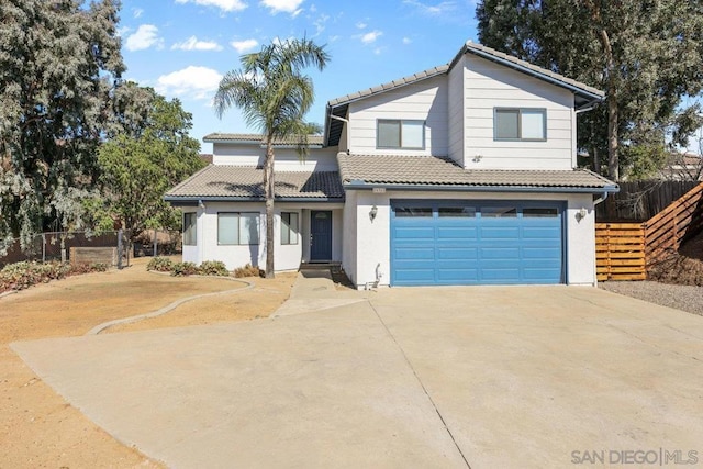 view of front property with a garage