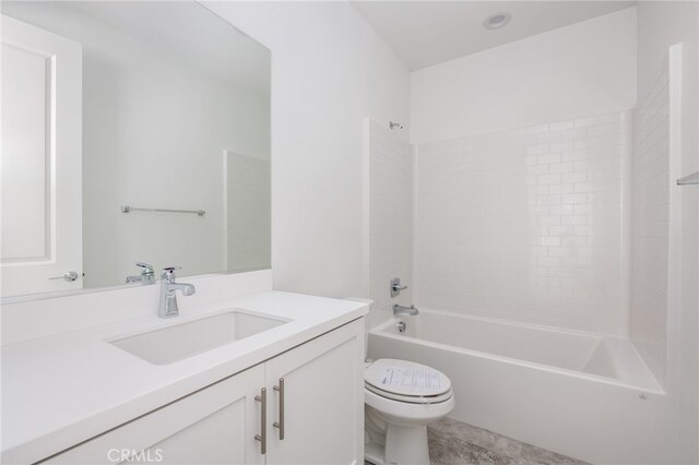 full bathroom featuring vanity, shower / bath combination, and toilet