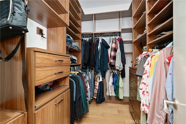 spacious closet with light wood-type flooring