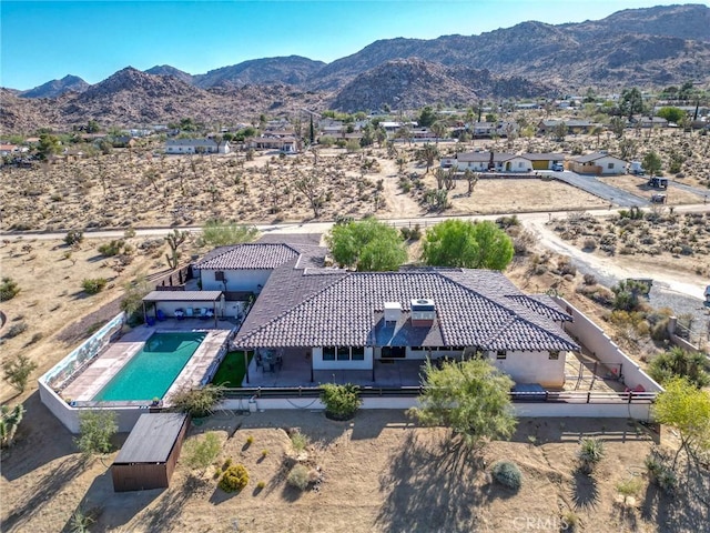 aerial view with a mountain view