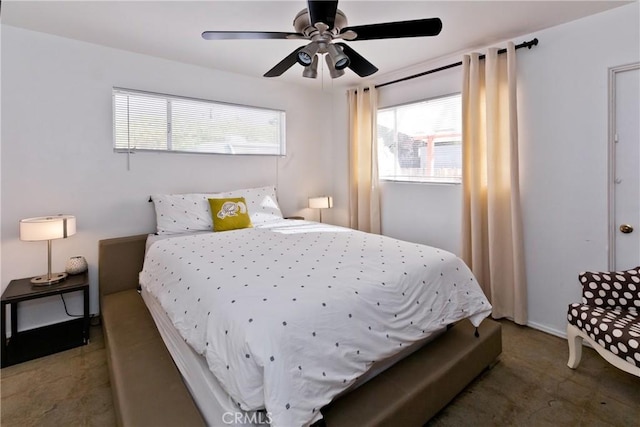 bedroom featuring ceiling fan