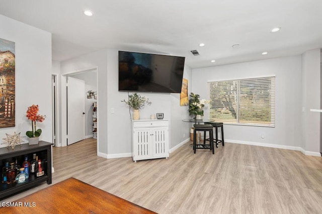 living room featuring light hardwood / wood-style flooring