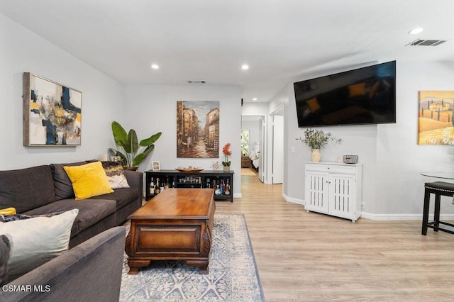 living room featuring light hardwood / wood-style flooring