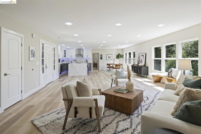 living room featuring light hardwood / wood-style flooring