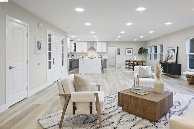 living room featuring light hardwood / wood-style flooring