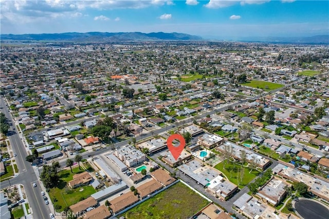 drone / aerial view with a mountain view