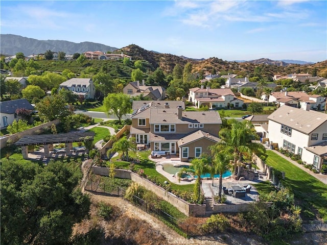 bird's eye view with a mountain view