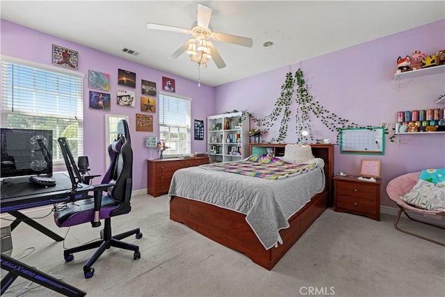 bedroom featuring ceiling fan