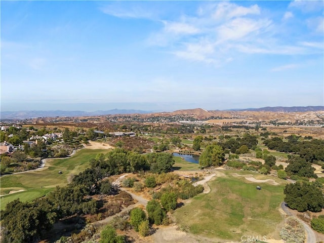 bird's eye view featuring a water and mountain view