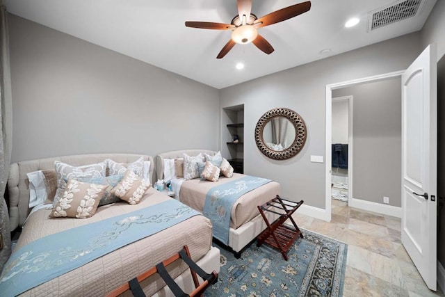 bedroom featuring ceiling fan