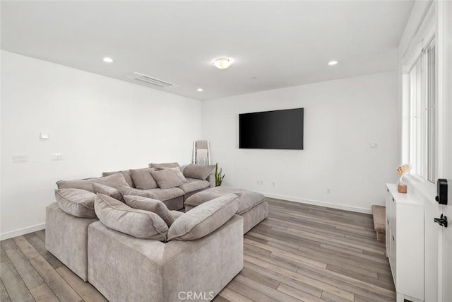 living room featuring light hardwood / wood-style floors