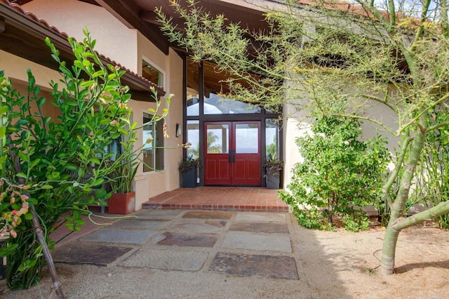 property entrance with french doors