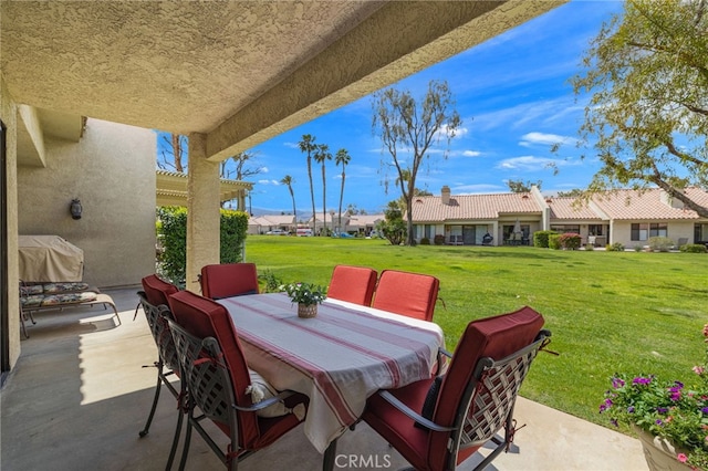 view of patio with area for grilling