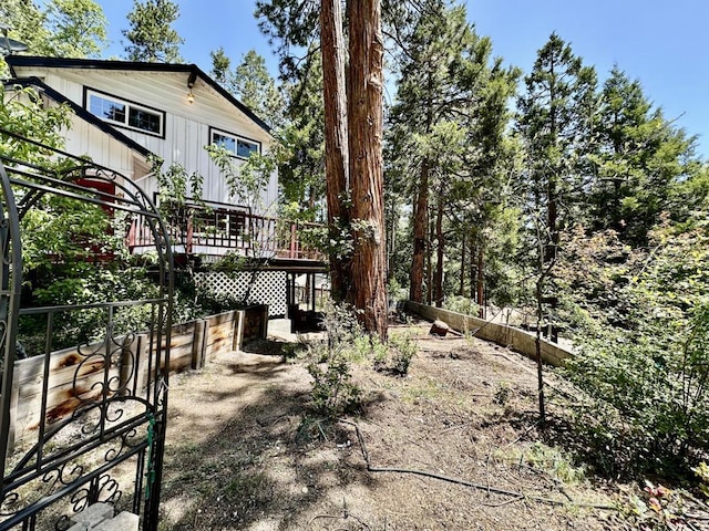 view of yard with a deck