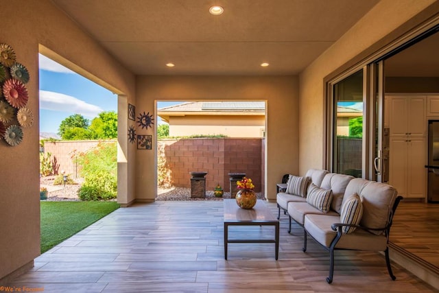 view of patio featuring outdoor lounge area