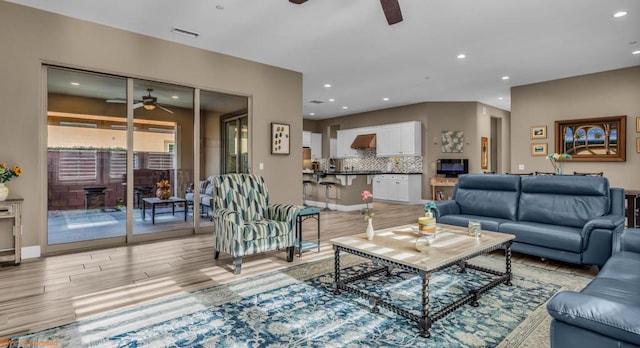 living room featuring light hardwood / wood-style flooring