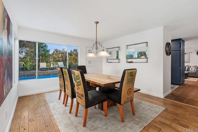 dining space featuring wood-type flooring