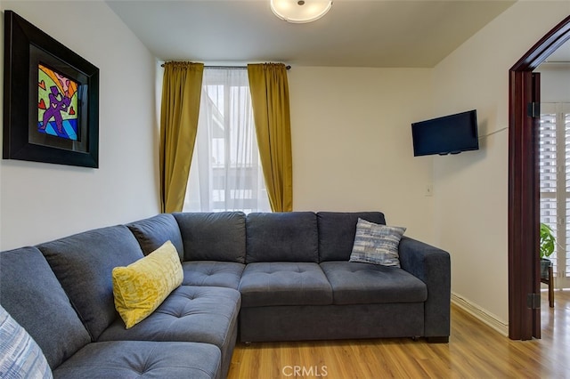 living room featuring light hardwood / wood-style floors