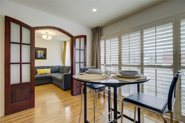 dining area featuring light hardwood / wood-style flooring