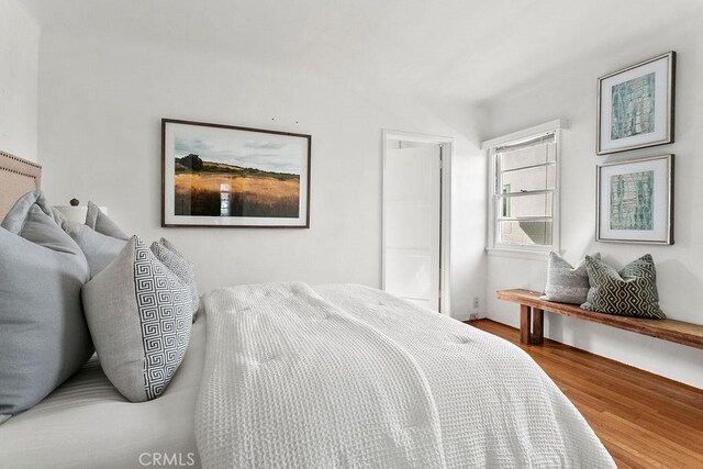 bedroom with wood-type flooring