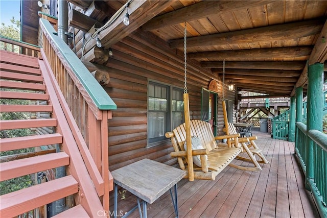 wooden deck with covered porch