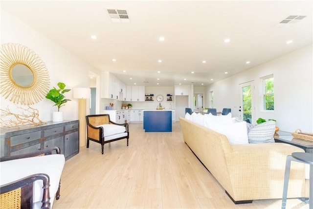 living room featuring light hardwood / wood-style flooring